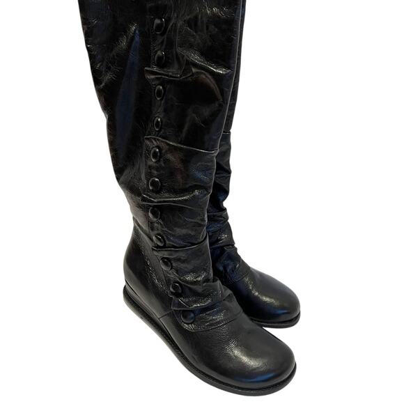 Miz Mooz 9.5 Wide Calf Boots Tall 9.5 Wedge Low Heel Boots Victorian Mid Calf - Picture 9 of 16